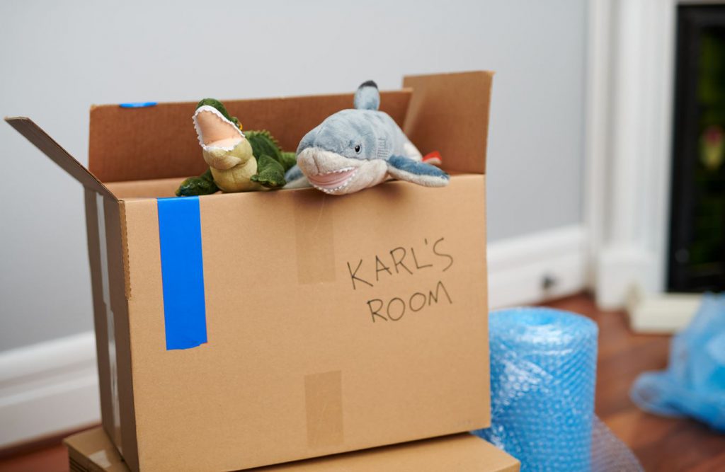 packing boxes with kids toys